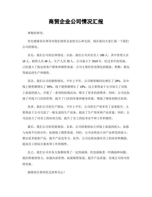 商贸企业公司情况汇报