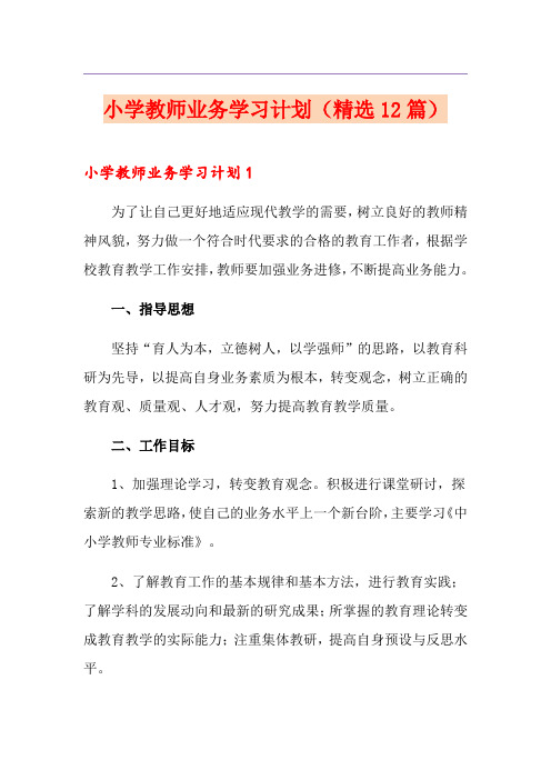 小学教师业务学习计划(精选12篇)