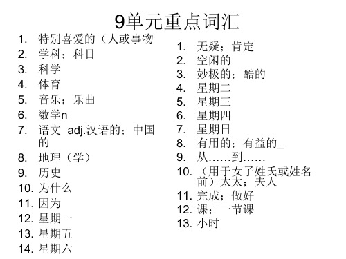 七年级上册英语重点单词,词组,句子归纳