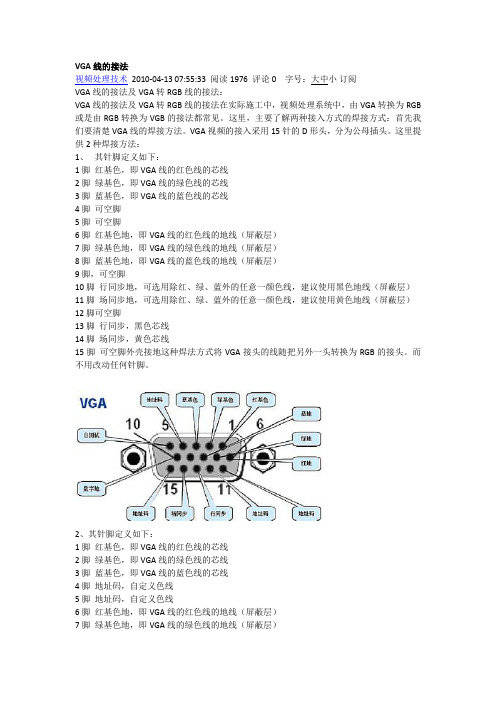 VGA线的接法