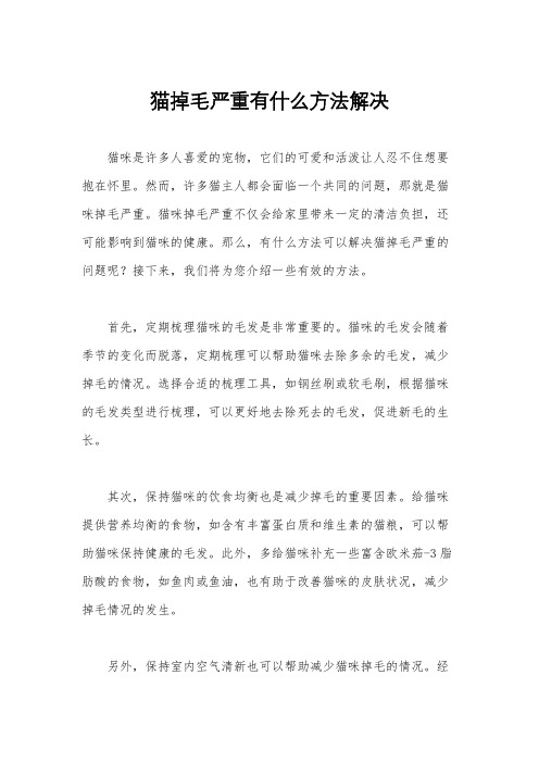 猫掉毛严重有什么方法解决