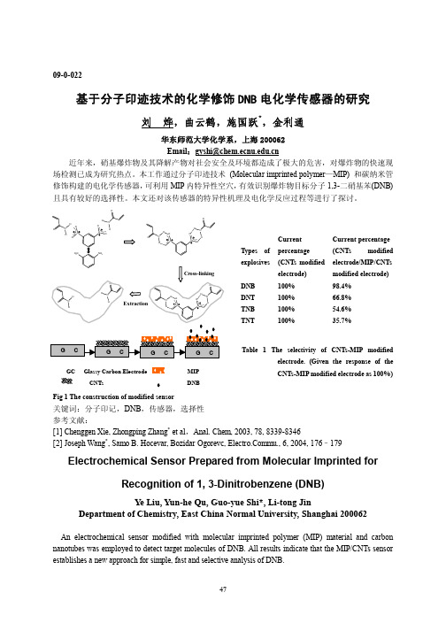 基于分子印迹技术的化学修饰DNB电化学传感器的研究