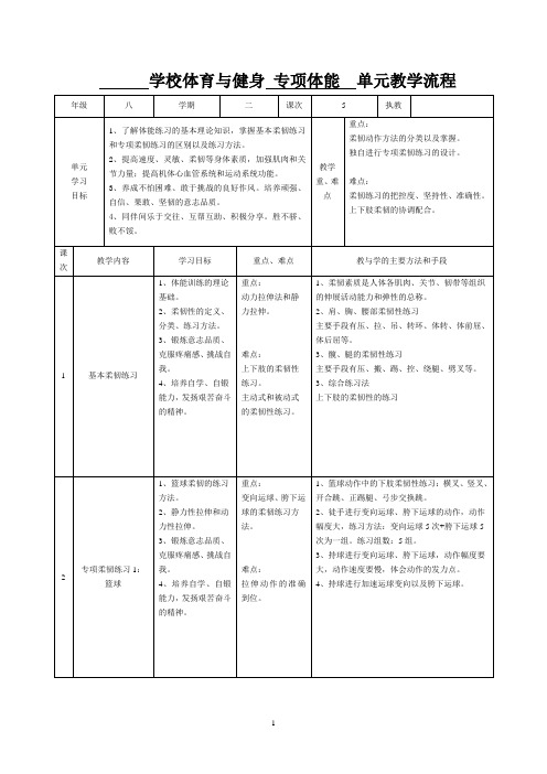 体育专项体能练习单元计划