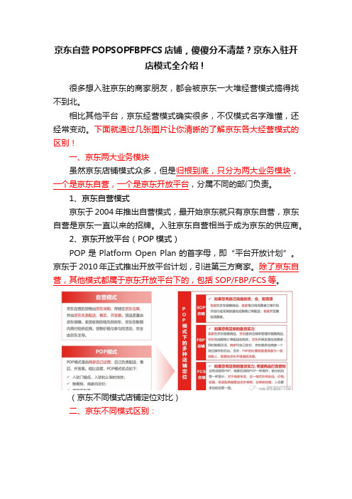 京东自营POPSOPFBPFCS店铺，傻傻分不清楚？京东入驻开店模式全介绍！