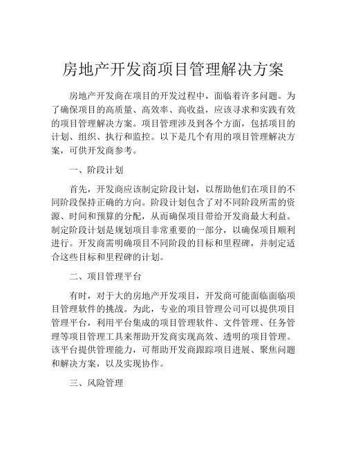 房地产开发商项目管理解决方案