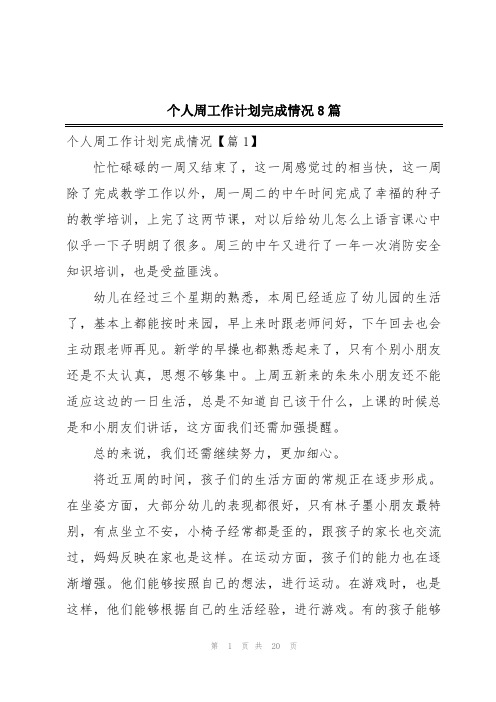 个人周工作计划完成情况8篇