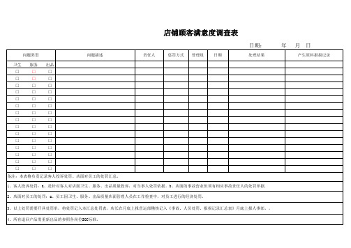 店铺顾客满意度调查表