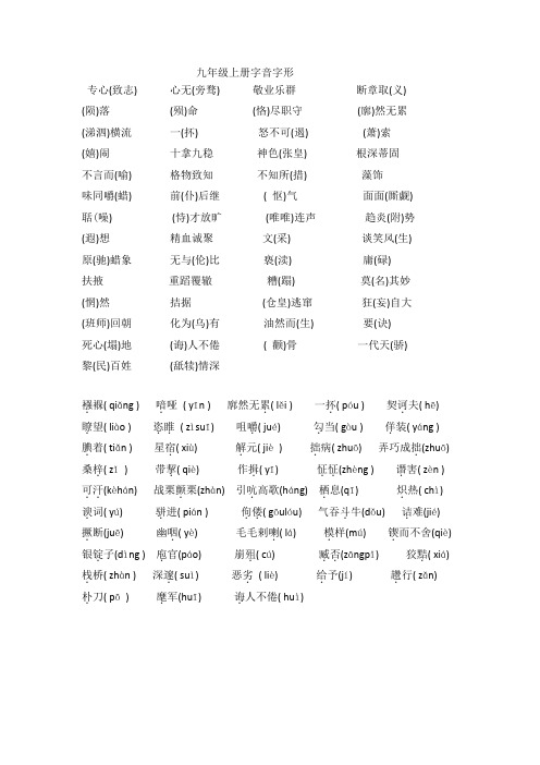 九上字音字形