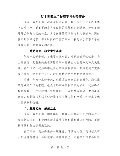 好干部的五个标准学习心得体会