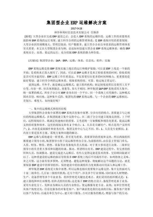 集团型企业ERP运维解决方案