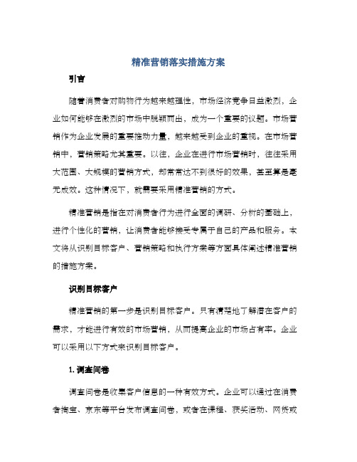 精准营销落实措施方案