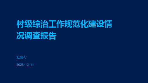 村级综治工作规范化建设情况调查报告