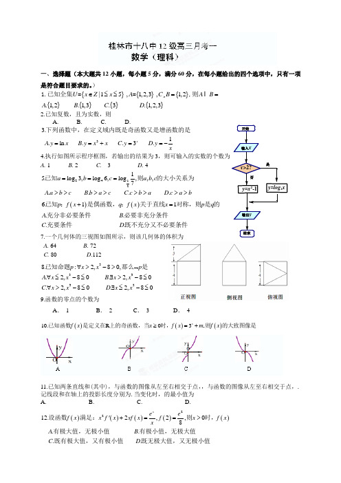 广西桂林市第十八中学高三上学期第一次月考数学(理)试