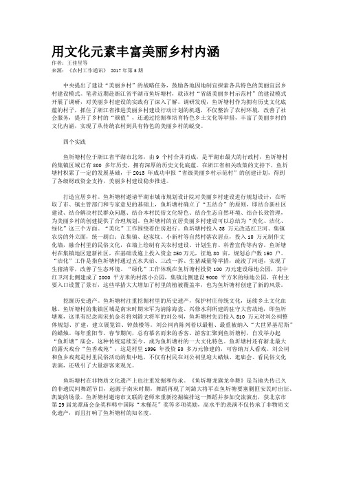 用文化元素丰富美丽乡村内涵