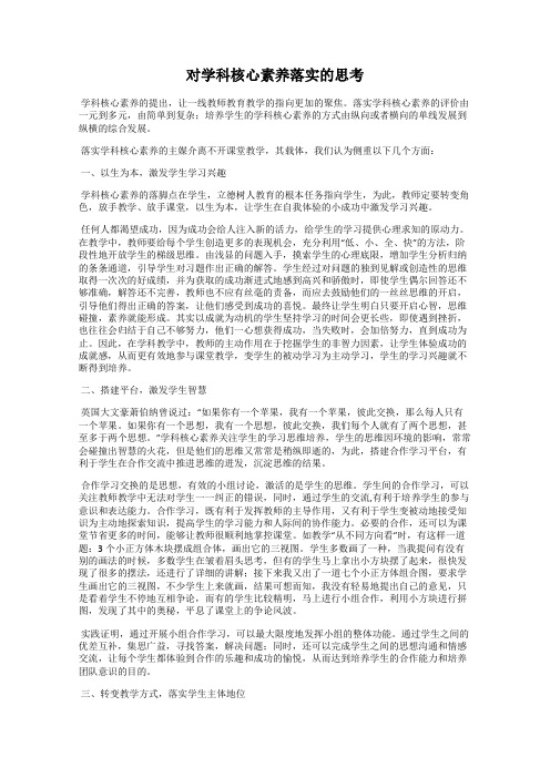 对学科核心素养落实的思考