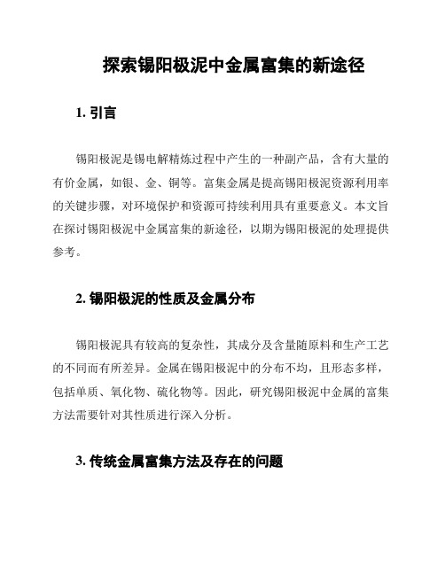 探索锡阳极泥中金属富集的新途径