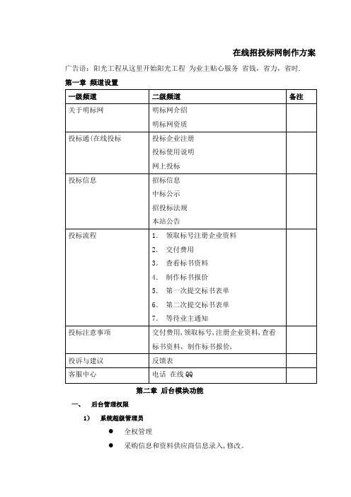 招标网建设方案