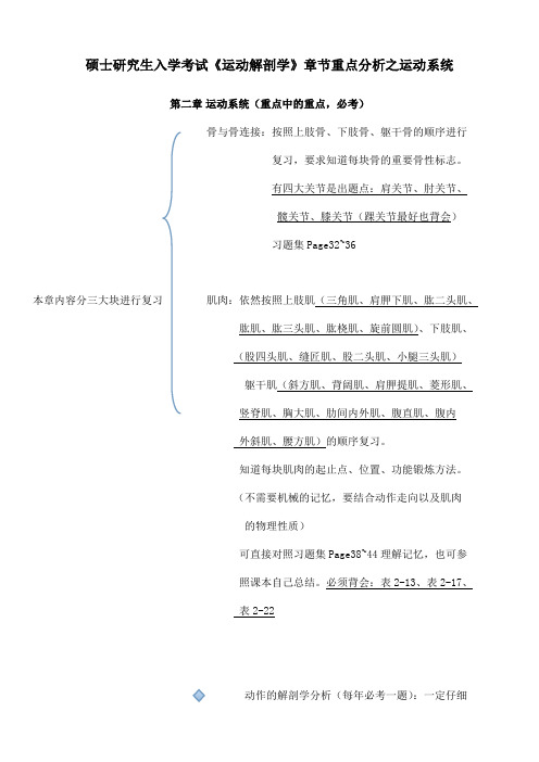 硕士研究生入学考试《运动解剖学》章节重点分析之运动系统