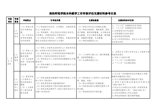 洛阳师范学院本科教学工作审核评估支撑材料参考目录