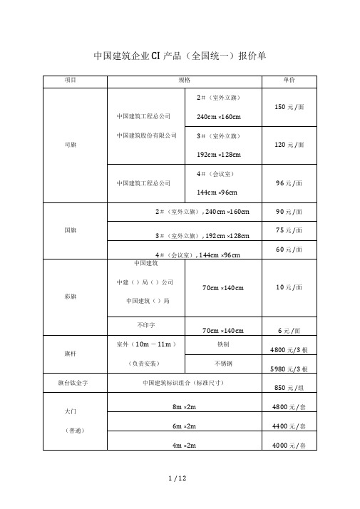 中建CI报价单