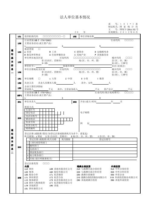 法人单位基本情况