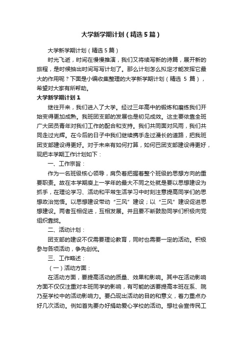 大学新学期计划(精选5篇)