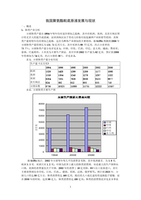 中国聚氨酯鞋底原液发展与现状