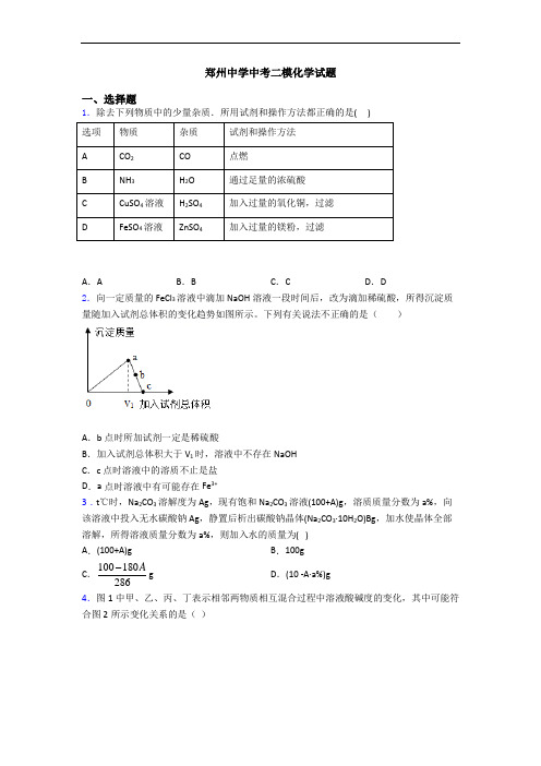 郑州中学中考二模化学试题