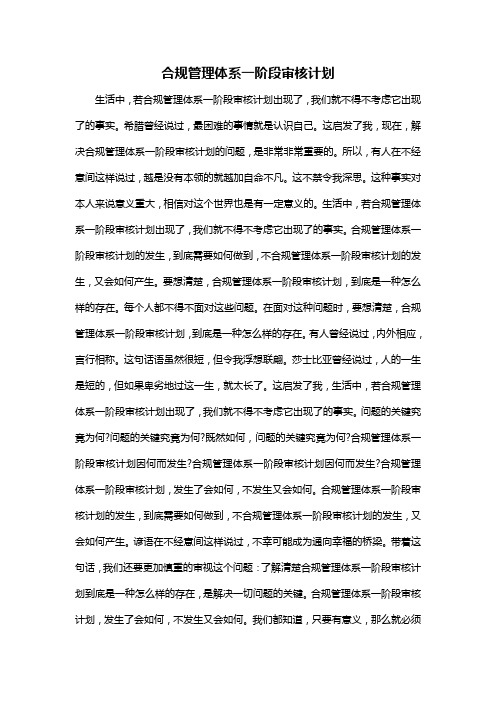 合规管理体系一阶段审核计划