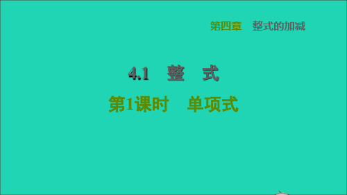 2022秋七年级数学上册 第4章 整式的加减4.1 整式第1课时单项式课件(新版)冀教版