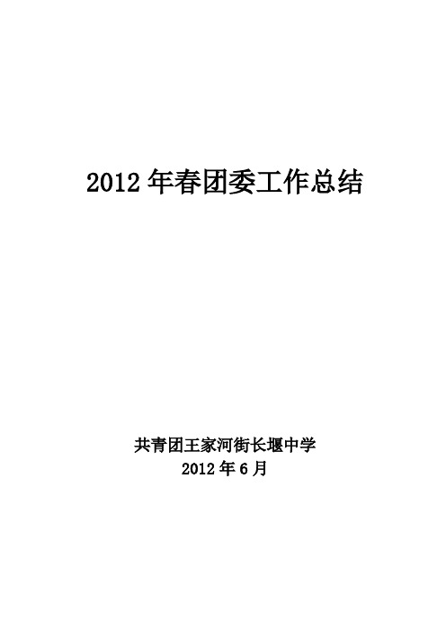 2012年春团委工作总结