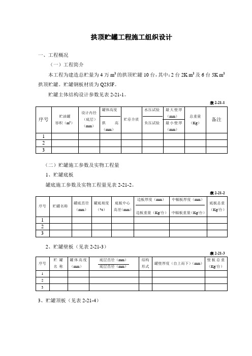 拱顶贮罐工程施工组织设计全解