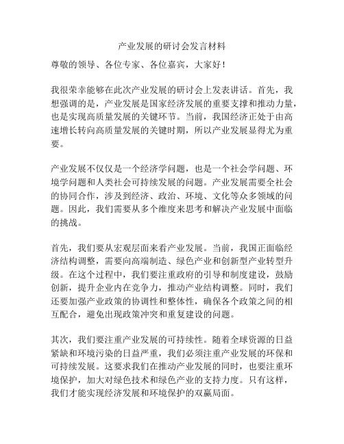 产业发展的研讨会发言材料