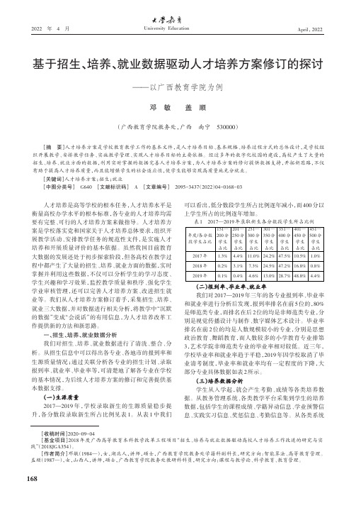 基于招生、培养、就业数据驱动人才培养方案修订的探讨——以广西教育学院为例