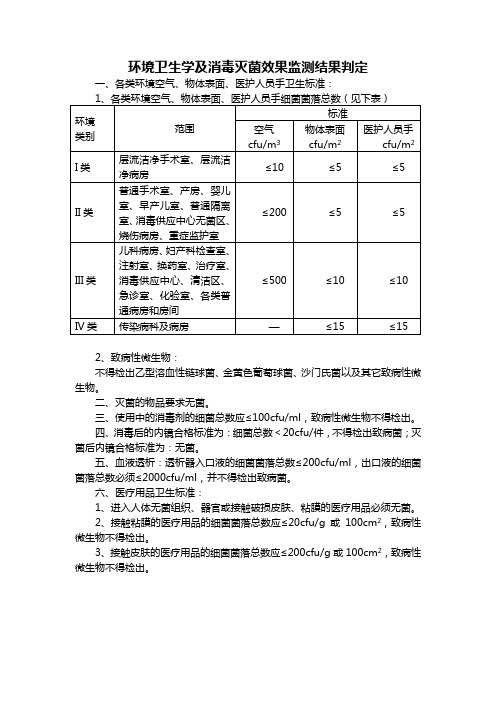 环境卫生学及消毒灭菌效果监测结果判定