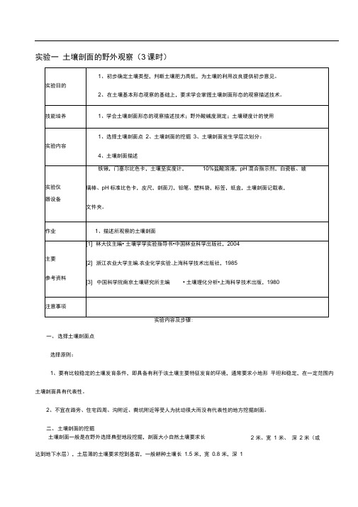 土壤学实验--土壤剖面的野外观察