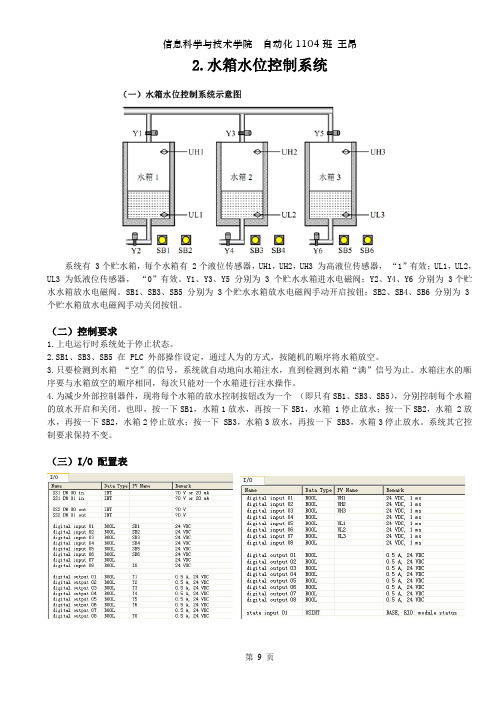 水箱水位控制系统