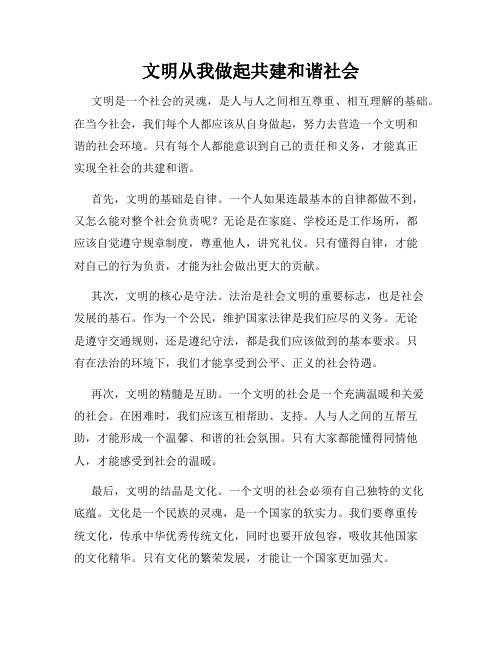 文明从我做起共建和谐社会