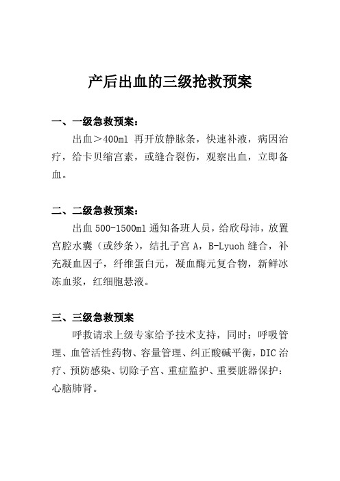 产后出血的三级抢救预案