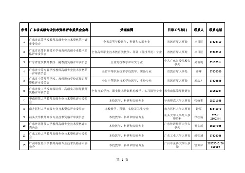 职称评定：广东省高级评审委员会