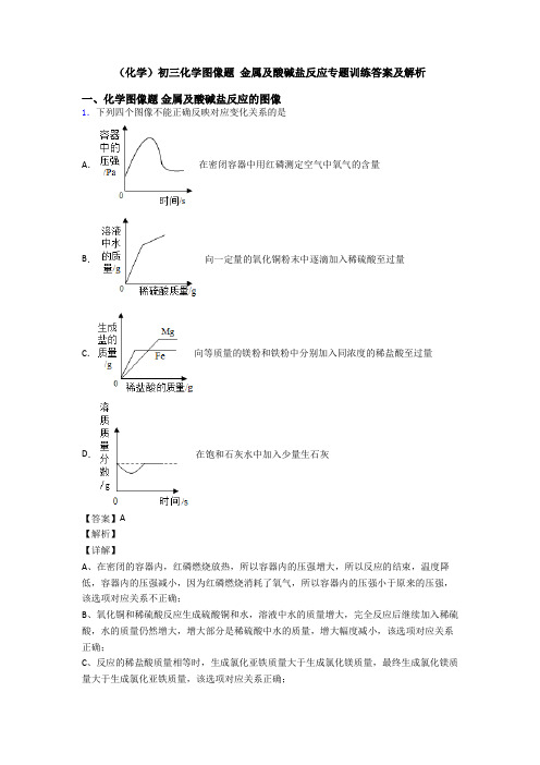 (化学)初三化学图像题 金属及酸碱盐反应专题训练答案及解析