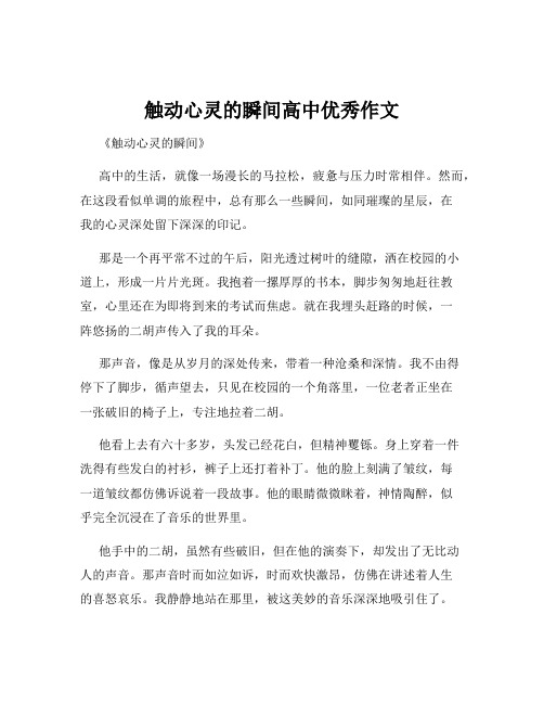 触动心灵的瞬间高中优秀作文