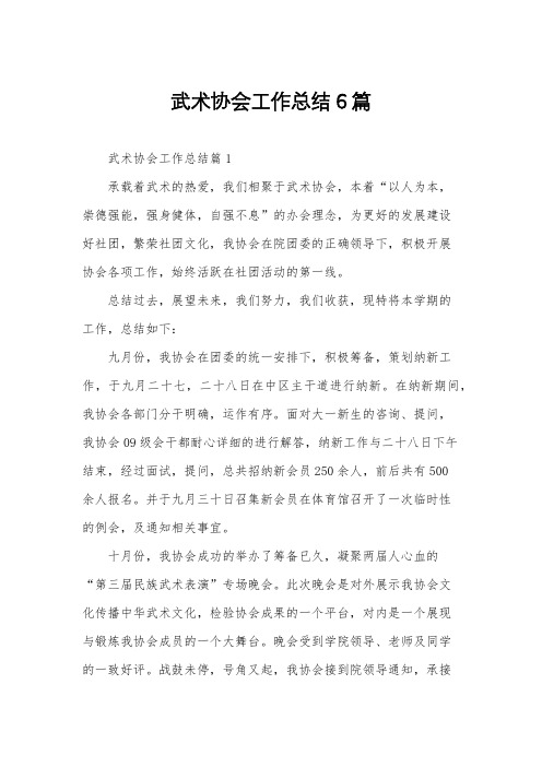 武术协会工作总结6篇