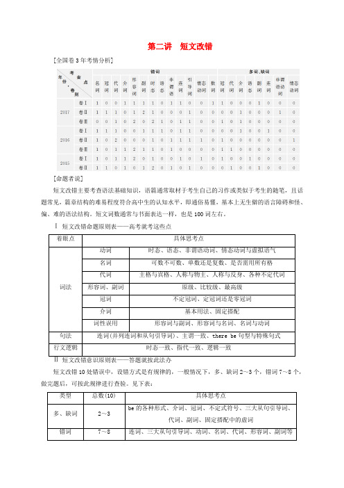 2018届高三英语二轮复习 专题一 语法填空和短文改错 第二讲 短文改错练习