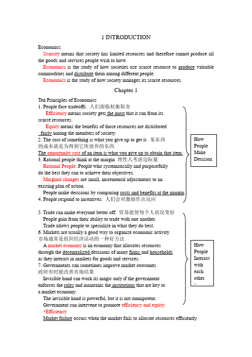 微观经济学大纲(部分)