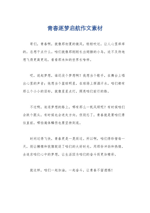 青春逐梦启航作文素材