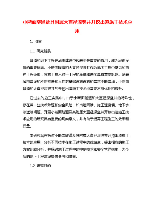 小断面隧道及其附属大直径深竖井开挖出渣施工技术应用