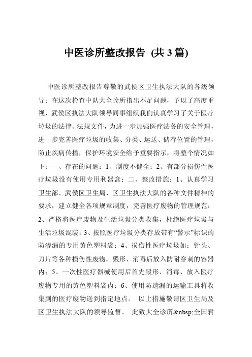 中医诊所整改报告（共3篇）