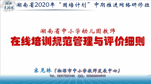 湖南省中小学幼儿园教师在线培训规范管理与评价细则