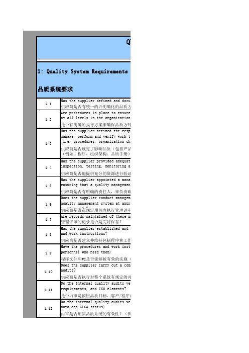 品质系统审核单